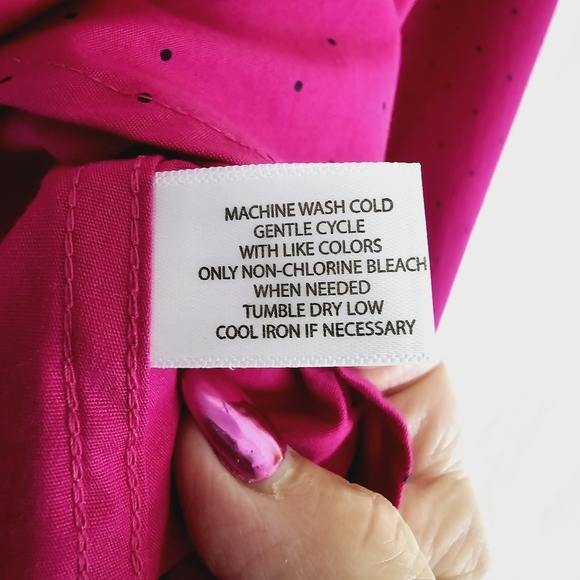 US Polo Lauren Women Sz L Classic Hot Pink Blue Long Sleeve Button Front Top - Picture 8 of 10